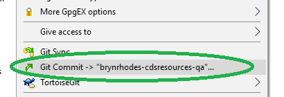 TortoiseGit Commit Menu