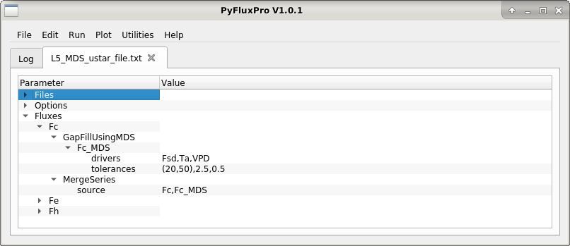 Image of the GapFillUsingMDS method in an L5 control file.