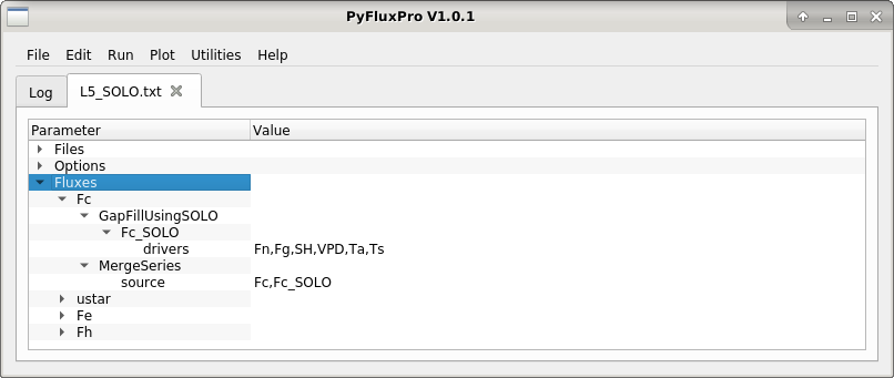 Image of the GapFillUsingSOLO method in an L5 control file.