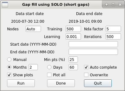 Image of the GapFillUsingSOLO GUI