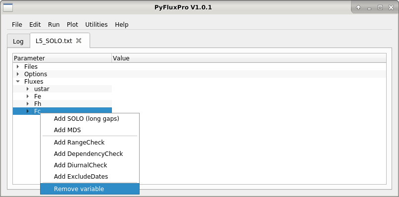 Image of removing a variable from an L5 control file.