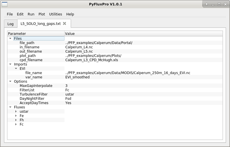 Image of a completed Imports section in an L5 control file.