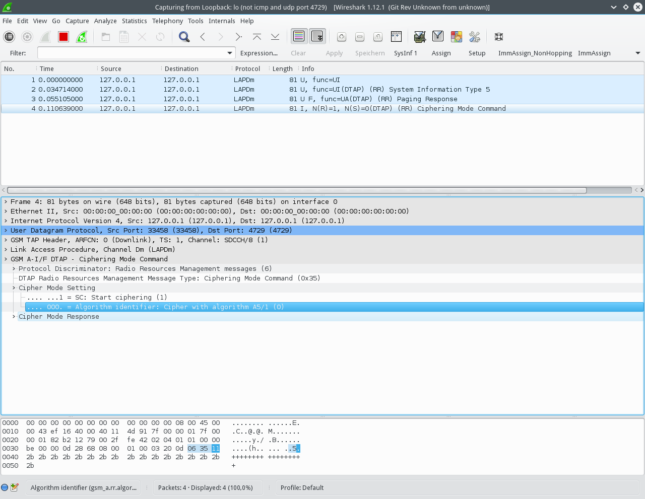 Wireshark Ciphering Mode Command